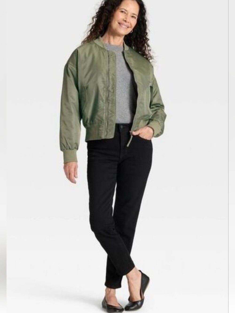 NWT! Universal Thread, Women's Satin Bomber Jacket, Green, Size Small, MSRP $50